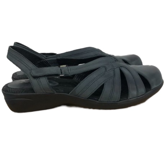 Denver Hayes Shoes Nwt Denver Hayes Black Quad Comfort Leather Walking Sandals Closed Toe